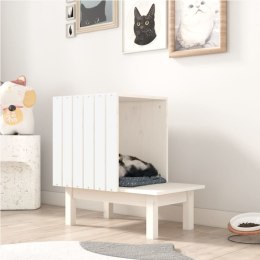  Domek dla kota, biały, 60x36x60 cm, lite drewno sosnowe!
