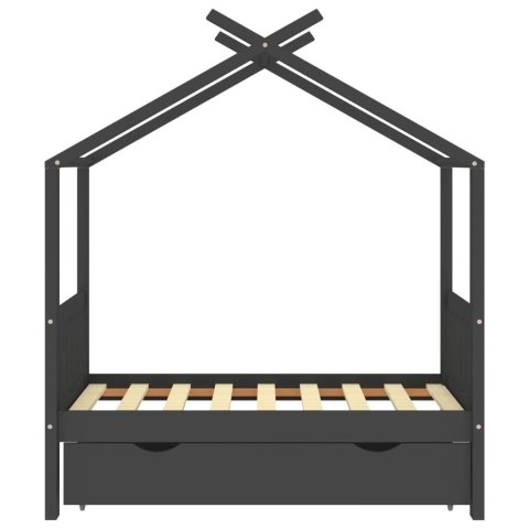  Łóżko dziecięce z szufladą, ciemnoszare, lita sosna, 70x140 cm Lumarko!