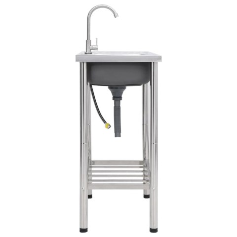  Zlewozmywak kempingowy, jednokomorowy z kranem, stal nierdzewna Lumarko!