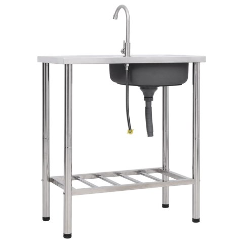  Zlewozmywak kempingowy, jednokomorowy z kranem, stal nierdzewna Lumarko!