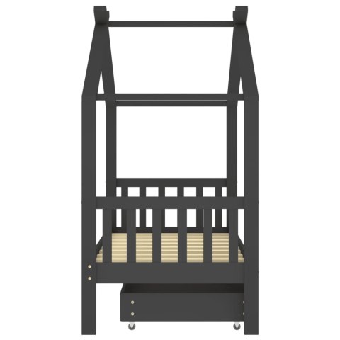  Łóżko dziecięce z szufladą, ciemnoszare, lita sosna, 80x160 cm Lumarko!