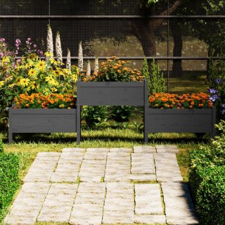  Donica, szara, 245,5x44x75 cm, lite drewno sosnowe Lumarko!