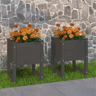  Donice, 2 szt., szare, 40x40x52,5 cm, lite drewno sosnowe Lumarko!
