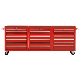  Wózek narzędziowy, 21 szuflad, stalowy, czerwony Lumarko!