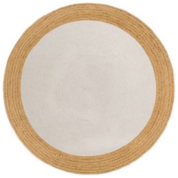  Pleciony dywan, biało-naturalny, 120 cm, juta, bawełna, okrągły Lumarko!