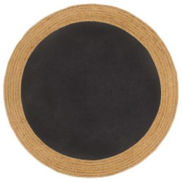  Pleciony dywan, czarno-naturalny, 120cm, juta, bawełna, okrągły Lumarko!