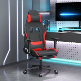  Obrotowy fotel gamingowy z podnóżkiem, czarno-czerwony, tkanina Lumarko!