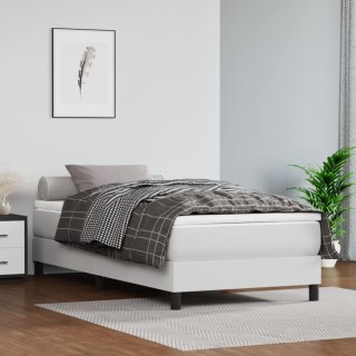VidaXL Materac kieszeniowy, średnia twardość, biały, 90x200x20 cm, sztuczna skóra