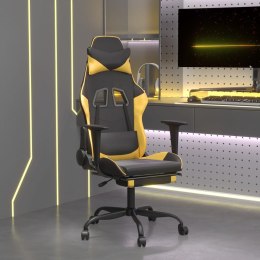  Masujący fotel gamingowy z podnóżkiem, czarno-złoty Lumarko!