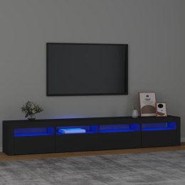  Szafka pod TV z oświetleniem LED, czarna, 240x35x40 cm Lumarko!