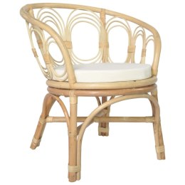  Krzesło stołowe z poduszką, naturalny rattan i len Lumarko!