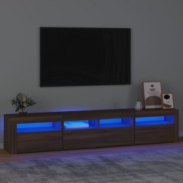 Szafka pod TV z oświetleniem LED, brązowy dąb, 210x35x40 cm Lumarko!