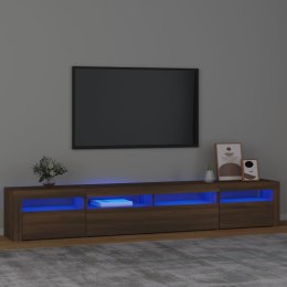 Szafka pod TV z oświetleniem LED, brązowy dąb, 240x35x40 cm Lumarko!