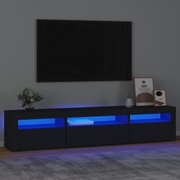 Szafka pod TV z oświetleniem LED, czarna, 195x35x40 cm Lumarko!