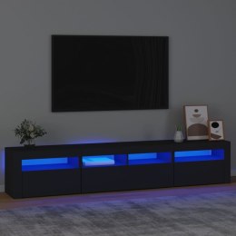  Szafka pod TV z oświetleniem LED, czarna, 210x35x40 cm Lumarko!