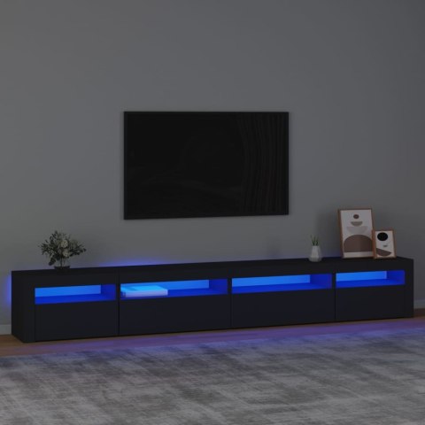  Szafka pod TV z oświetleniem LED, czarna, 270x35x40 cm Lumarko!