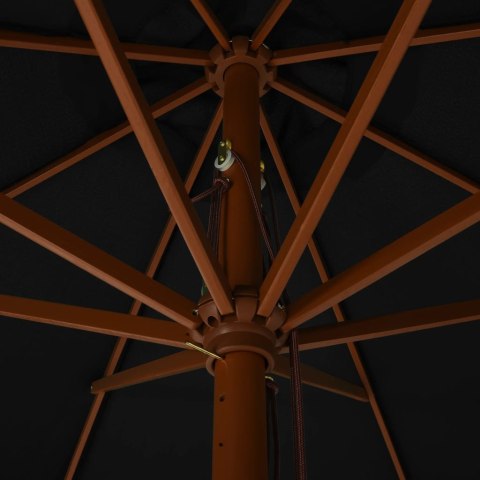  Parasol ogrodowy na drewnianym słupku, 330 cm, czarny Lumarko!