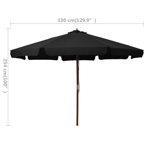  Parasol ogrodowy na drewnianym słupku, 330 cm, czarny Lumarko!