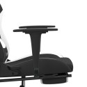 Fotel gamingowy z podnóżkiem, czarno-biały, tkanina Lumarko!