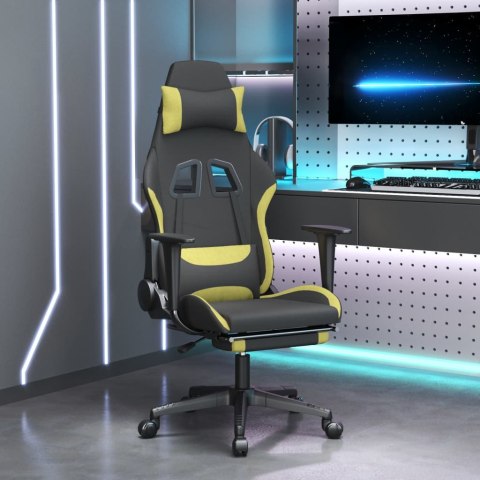  Fotel gamingowy z podnóżkiem, czarno-jasnozielony, tkanina Lumarko!