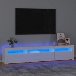  Szafka pod TV z oświetleniem LED, biała z połyskiem195x35x40 cm Lumarko!
