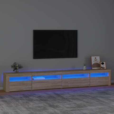 Szafka pod TV z oświetleniem LED, dąb sonoma, 270x35x40 cm Lumarko!