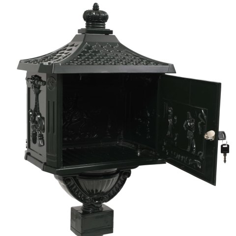  Skrzynka na listy na słupku w stylu vintage, aluminium, zielona Lumarko!