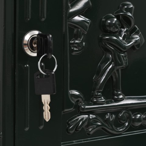  Skrzynka na listy na słupku w stylu vintage, aluminium, zielona Lumarko!