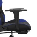  Fotel gamingowy z podnóżkiem, czarno-niebieski, sztuczna skóra Lumarko!