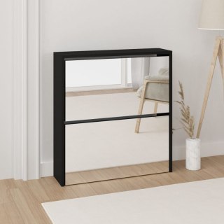  Szafka na buty z lustrem i 2 szufladami, czarna, 63x17x67 cm Lumarko!