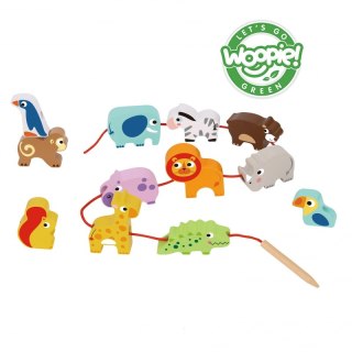  Drewniane Klocki Do Nawlekania Zwierzęta Safari Zoo 13 El. Lumarko!