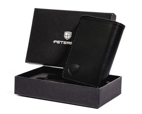 Skórzany portfel męski z zapięciem i ochroną kart RFID — Peterson