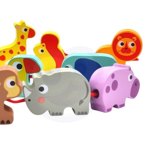 WOOPIE GREEN Drewniane Klocki do Nawlekania Zwierzęta Safari ZOO 13 el. Lumarko!
