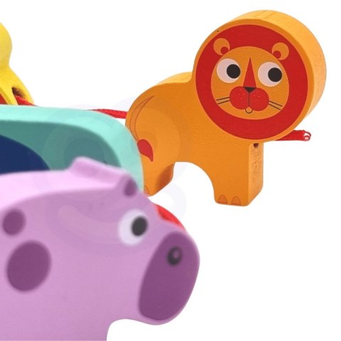 WOOPIE GREEN Drewniane Klocki do Nawlekania Zwierzęta Safari ZOO 13 el. Lumarko!