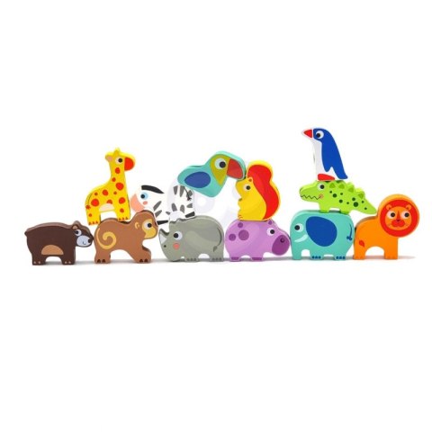 WOOPIE GREEN Drewniane Klocki do Nawlekania Zwierzęta Safari ZOO 13 el. Lumarko!