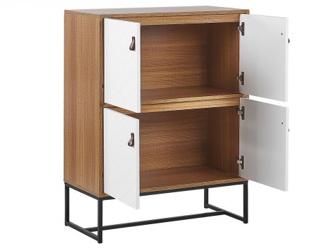  Szafka czterodrzwiowa jasne drewno z białym NUEVA