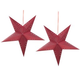 Lumarko Zestaw 2 wiszących gwiazd brokatowych LED 60 cm czerwony MOTTI!