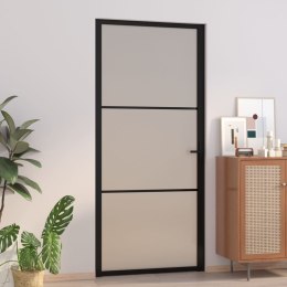  Drzwi wewnętrzne, 93x201,5 cm, czarne, matowe szkło i aluminium Lumarko!