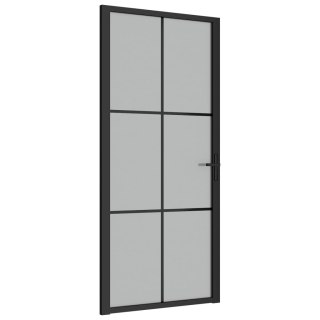 VidaXL Drzwi wewnętrzne, 93x201,5 cm, czarne, matowe szkło i aluminium