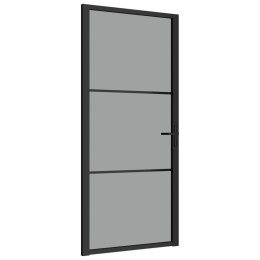  Drzwi wewnętrzne, 93x201,5 cm, czarne, szkło ESG i aluminium Lumarko!