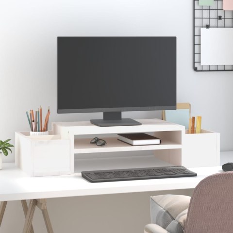  Podstawka na monitor, biały, 70x27,5x15 cm, lite drewno sosnowe Lumarko!