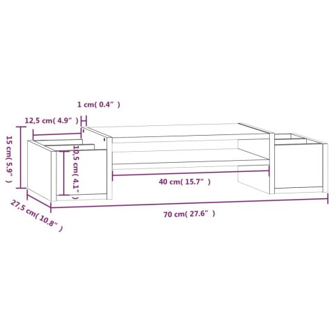  Podstawka na monitor, biały, 70x27,5x15 cm, lite drewno sosnowe Lumarko!