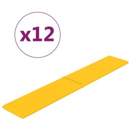  Panele ścienne, 12 szt., żółte, 90x15 cm, aksamit, 1,62 m² Lumarko!