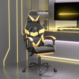  Obrotowy fotel gamingowy z podnóżkiem, czarno-złoty Lumarko!