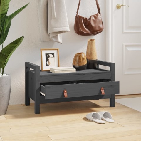  Ławka do przedpokoju, szara, 80x40x43 cm, lite drewno sosnowe Lumarko!