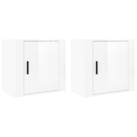  Wiszące szafki nocne, 2 szt., białe z połyskiem, 50x30x47 cm Lumarko!