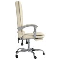  Rozkładane, masujące krzesło biurowe, kremowe, sztuczna skóra Lumarko!