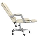  Rozkładane, masujące krzesło biurowe, kremowe, sztuczna skóra Lumarko!