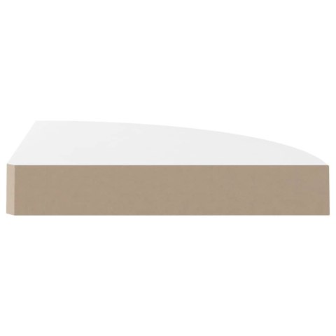  Narożne półki ścienne, 2 szt., połysk, białe, 25x25x3,8 cm, MDF Lumarko!