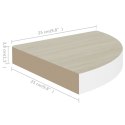  Narożna półka ścienna, dąb i biel, 25x25x3,8 cm, MDF Lumarko!